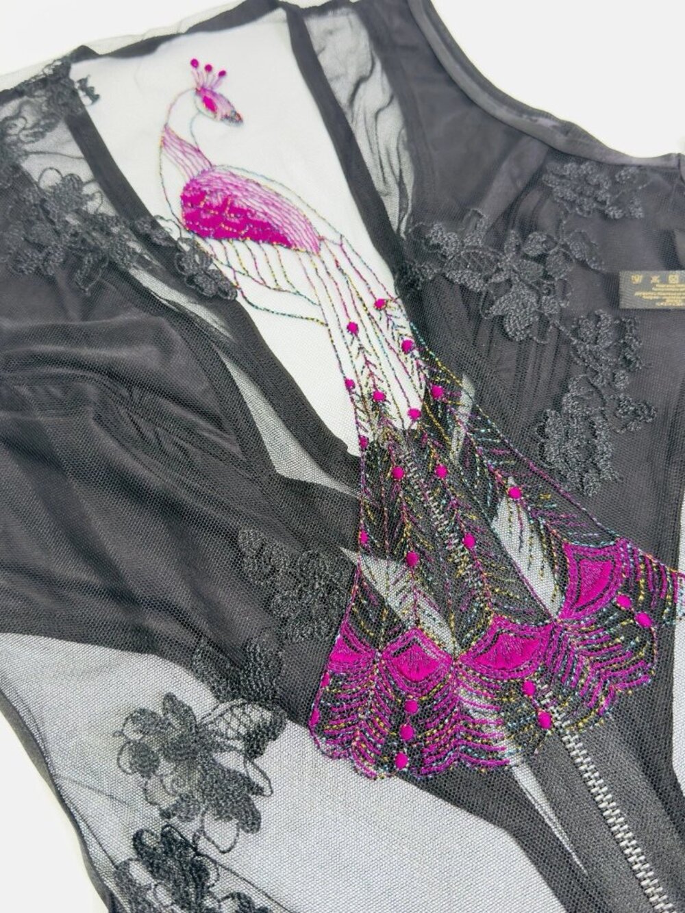 Shikkosa Peacock Bodysuit Black Small Sheer Mesh Cutout Teddy Lingerie NWT - Picture 7 of 10